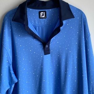 Mens Footjoy Polo XL. Two tone Blue with white dots